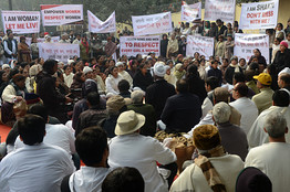 Demonstrators held placards in a silent protest expressing solidarity with the gangrape victim in New Delhi, Jan. 1.